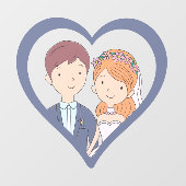 シンプルな漫画風の夫婦イラスト ウェディング ウィンドウサイン (シート)