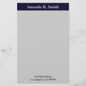 シンプルな濃紺の灰色 便箋 (正面)