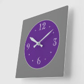 シンプルな灰色と紫の白NOS壁時計 スクエア壁時計 (傾斜)