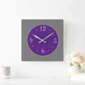 シンプルな灰色と紫の白NOS壁時計 スクエア壁時計 (ホーム)