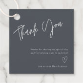 シンプルな灰色のブライダルシャワー感謝お願いタグ フェイバータグ (正面)