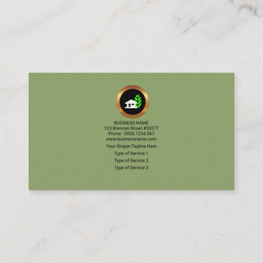 シンプルな煙の緑の群葉の景色のマネージャー 名刺 (裏面)