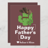 シンプルな父の日、カクスタシャツカウボーイ口ひげ シーズンカード (正面/裏面)