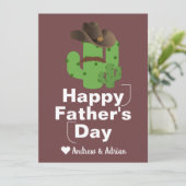 シンプルな父の日、カクスタシャツカウボーイ口ひげ シーズンカード (スタンド正面)