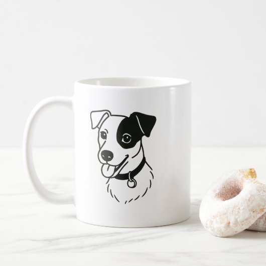 シンプルな犬の線画 かわいい コーヒーマグカップ (ドーナツ)