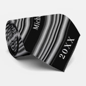 シンプルな独身パーティー ブラック＆ホワイト ストライプ ネームタグ ネクタイ (ロール)