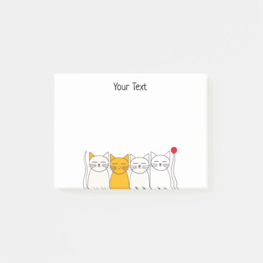 シンプルな猫のイラストが可愛い付箋 かわいい猫の集団 ポストイット (正面)