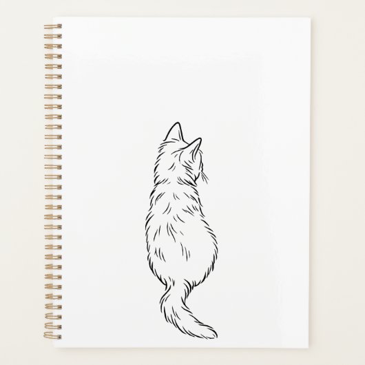 シンプルな猫の背面線画デイリープランナー プランナー手帳 (正面)