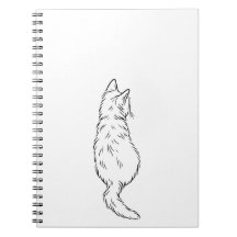 シンプルな猫の背面線画ノートブック
