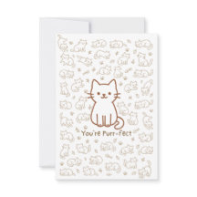 シンプルな猫の落書きカード | ライン ドローイング