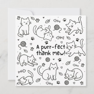 シンプルな猫の落書きサンクスカード