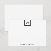 シンプルな現代のイニシャル入りボックスステーショナリー ノートカード (正面/裏面)
