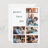 シンプルな現代の家族5人の写真コラージュ シーズンポストカード (正面/裏面)