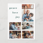 シンプルな現代の家族5人の写真コラージュ シーズンポストカード (正面)