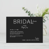 シンプルな現代の白黒の結婚前お茶会 招待状 (スタンド正面)
