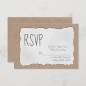 シンプルな現代の破れた紙の段ボール 出欠カード (正面/裏面)