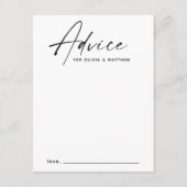 シンプルな現代の結婚式での祝福メッセージ 花嫁と花婿へ アドバイスカード (正面)