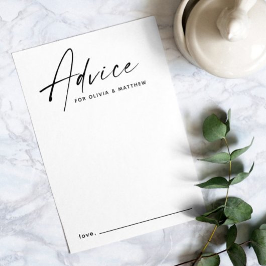 シンプルな現代の結婚式での祝福メッセージ 花嫁と花婿へ アドバイスカード