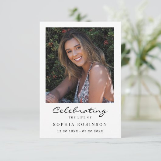 シンプルな現代の葬儀追悼写真カード (スタンド正面)