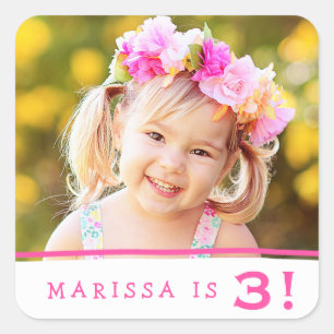 シンプルな甘いパーソナライズされた誕生日シール スクエアシール