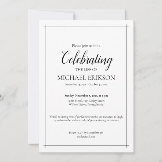 シンプルな生命の祝祭 葬儀 招待状 (正面)