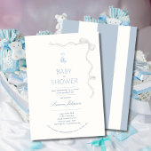 シンプルな男の子のベビーシャワー招待状カリグラフィー 招待状