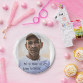 シンプルな男性の50歳の誕生日フォト 名前と年 ペーパープレート (パーティー)