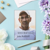 シンプルな男性の50歳の誕生日フォト 名前入り アクリル招待状 (インサイチュ (ウェディング))