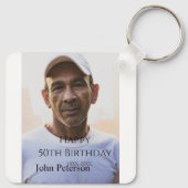シンプルな男性の50歳の誕生日フォト 名前入り キーホルダー (裏面)