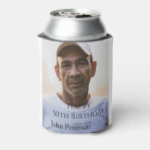 シンプルな男性の50歳の誕生日フォト 名前入り 缶クーラー (缶裏面)