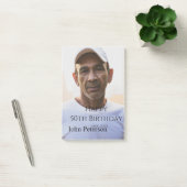 シンプルな男性の50歳の誕生日+名前+写真+年 ポストイット (オフィス)