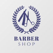 シンプルな男性サロンロゴ カスタムネーム 現代的なネイビー ウィンドウサイン (シート)