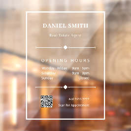 シンプルな白いオフィス QR コード営業時間 ウィンドウサイン