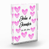 シンプルな白いテキストスタイルのウェディングピンクハート フォトブロック (左)