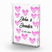 シンプルな白いテキストスタイルのウェディングピンクハート フォトブロック (右)