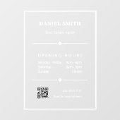 シンプルな白いビジネスオフィス QR コード営業時間 ウィンドウサイン (シート)