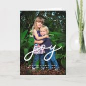 シンプルな白いフォントの喜び シーズンカード (正面)