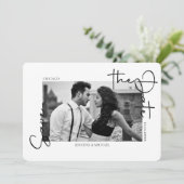 シンプルな白い写真日付を保存 セーブザデート (スタンド正面)