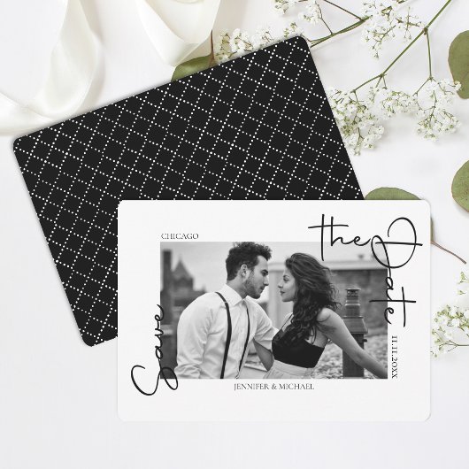 シンプルな白い写真日付を保存 セーブザデート