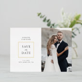 シンプルな白い写真日付を保存 箔招待状 (立ち正面)