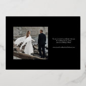 シンプルな白い写真日付を保存 箔招待状 (裏面)