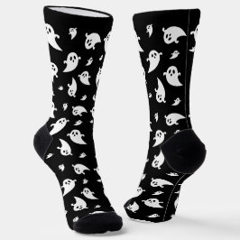 シンプルな白い幽霊柄 かわいいハロウィン ソックス