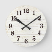 シンプルな白い木製の丸い時計 ラウンド壁時計 (正面)