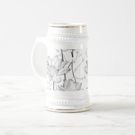 シンプルな白い花のコーヒーマグ ビールジョッキ