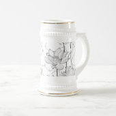 シンプルな白い花のコーヒーマグ ビールジョッキ (正面右)