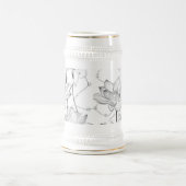 シンプルな白い花のコーヒーマグ ビールジョッキ (中央)