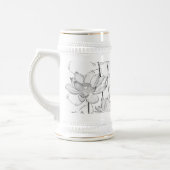 シンプルな白い花のコーヒーマグ ビールジョッキ (左)