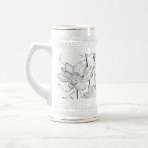 シンプルな白い花のコーヒーマグ
