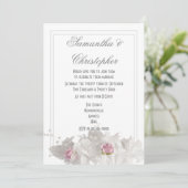 シンプルな白い花のミニマルウェディング 招待状 (スタンド正面)