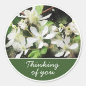 シンプルな白い花の水彩画 あなたを想って ラウンドシール (正面)